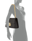 Padlock Leather Shoulder Bag, Black
