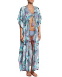 Sea Palm Printed Long Caftan