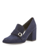 Dundee Suede Loafer Pump, Nice Blue