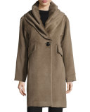Oversized Hooded Alpaca & Wool Coat, Mink