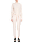 Skinny Cropped Wool Trousers, Skin