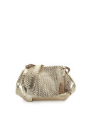 Molly Small Woven Messenger Bag, Gold