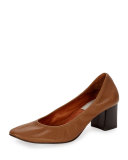 Cube-Heel Ballerina Pump, Camel