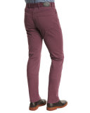 Five-Pocket Stretch Pants, Purple