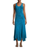 Sleeveless Stretch-Lace Tank Dress, Turquoise