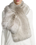 Fox-Fur Pull-Through Scarf, Light Gray