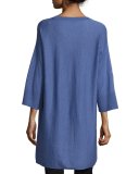 3/4-Sleeve Organic Cotton Tunic, Periwinkle