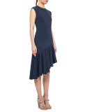 Cap-Sleeve Asymmetric-Hem Dress, Tarn