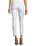 Stiletto Embroidered Cropped Jeans, Sugar