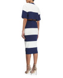 High-Waist Wide-Striped Pencil Skirt