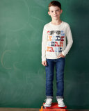 Straight-Leg Denim Jeans, Dark Denim, Size 6-10