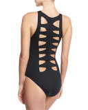 Classic Weave High-Neck One-Piece Swimsuit