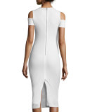 Meya Cold-Shoulder Stretch Midi Dress, Cream