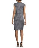 Simple Dot-Print Flounce Dress, Caviar/Bianco