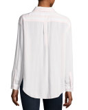 Elle Patch-Pocket Shirt, Pink/White