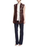 Open-Front Lace Gilet, Dark Red