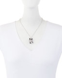 Wang Wang French Bulldog Pendant Necklace with Black & White Diamonds