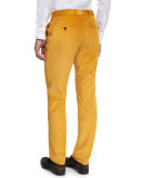 Stanino Flat-Front Corduroy Trousers, Gold