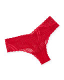 Minoa Low-Rise Lace Thong, Claret Red