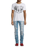 Distressed Slim-Fit Denim Jeans, Blue