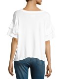 Distressed Ruffle Roadie Tee, White