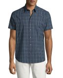 Zack S. Balance Check Short-Sleeve Sport Shirt, Blue