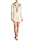 Getty Beaded Paisley Silk Shift Dress, Antique