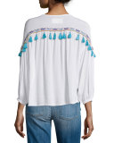 Bacoor Embroidered Blouson Top, White