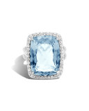Faceted Topaz & Pavé Diamond Ring, 0.62 tdcw