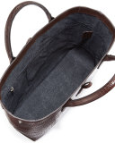 Roseau Croco Small Tote Bag, Brown