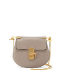 Drew Mini Lambskin Shoulder Bag, Gray