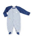 Jurassic Journey Striped Raglan Footie Pajamas, Navy, Size 0-9 Months