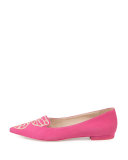 Bibi Butterfly Embroidered Flat, Magenta/Rose Gold