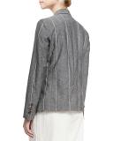 Striped Jewel-Pocket Two-Button Blazer, Black