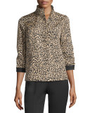 Vanna Leopard-Print Jacket, Black/Multi