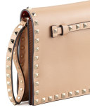 Rockstud Flap Wristlet Clutch Bag, Tan
