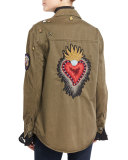 Canyon Embellished Shirt Jacket, Olive
