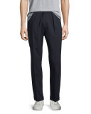 Cuffed-Hem Stretch-Wool Pants, Coastal