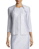 Sparkle Twilight Knit 3/4-Sleeve Jacket, Silver/Multi