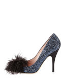 lilo pouf point-toe glitter pump, midnight