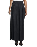 Long Pleated Skirt, Black  