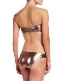 Square Up Cutout High-Neck Tankini Top & Metallic Bandeau