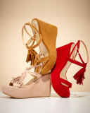 Tasselmania Suede Wedge Sandal, Bisque