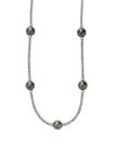 Luna Beaded Rope Necklace with Five Tahitian Pearl Stations, 16"