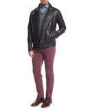 Five-Pocket Stretch Pants, Purple