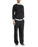 Pleated High-Waist Wide-Leg Pants, Onyx