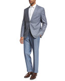 Check Wool-Silk Two-Button Sport Coat, Gray