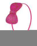 Girls' Rhinestone Bow Headband, Hot Pink