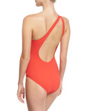 Bright Like A Diamond One-Shoulder Swimsuit, Red