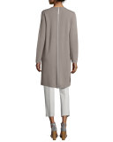 Long Two-Tone Matte-Crepe Cardigan Coat 